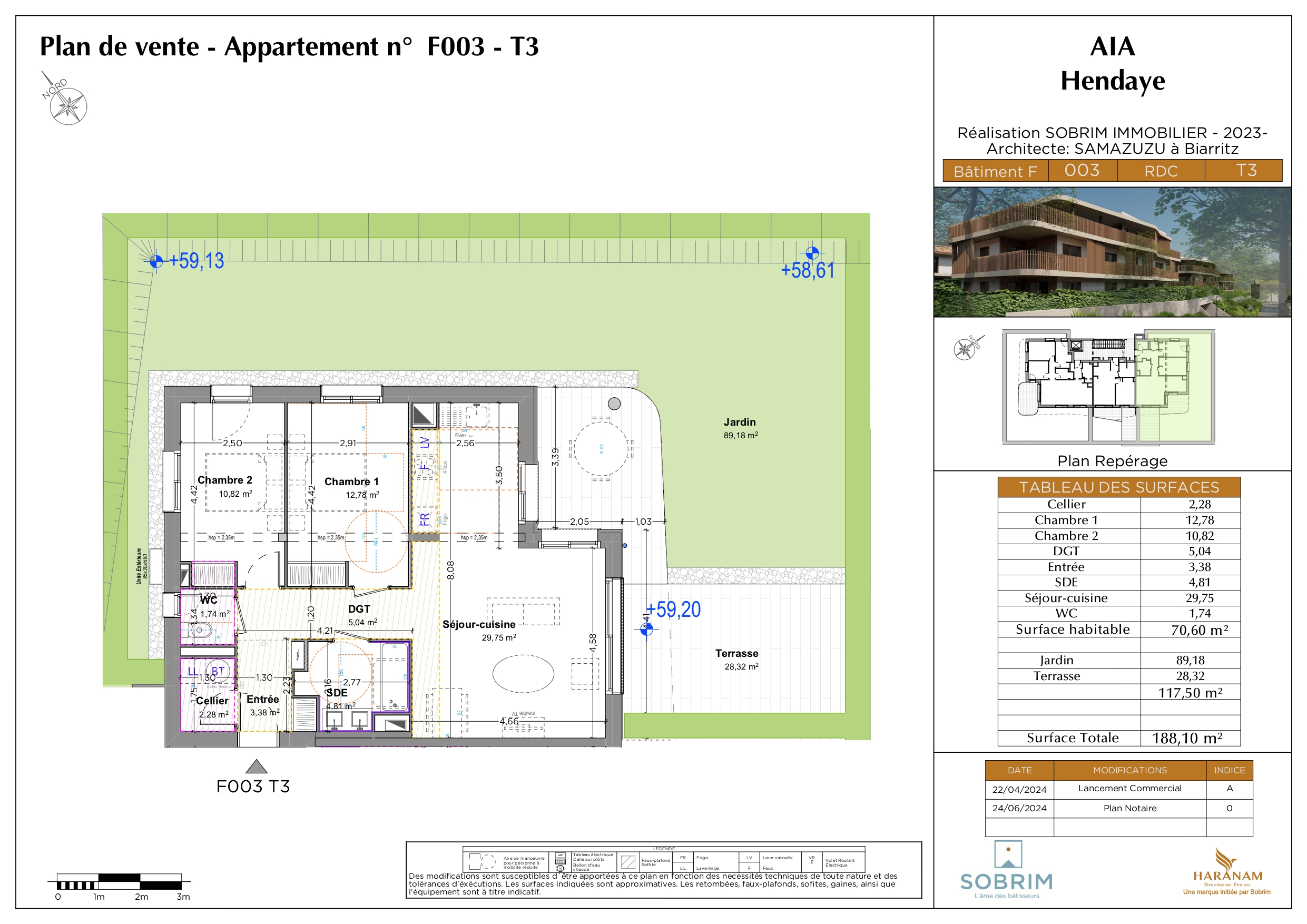 Piso obra nueva con Jardín, Terraza, 2 plazas de aparcamiento asignadas y Trastero en Hendaya (64), zona playa.