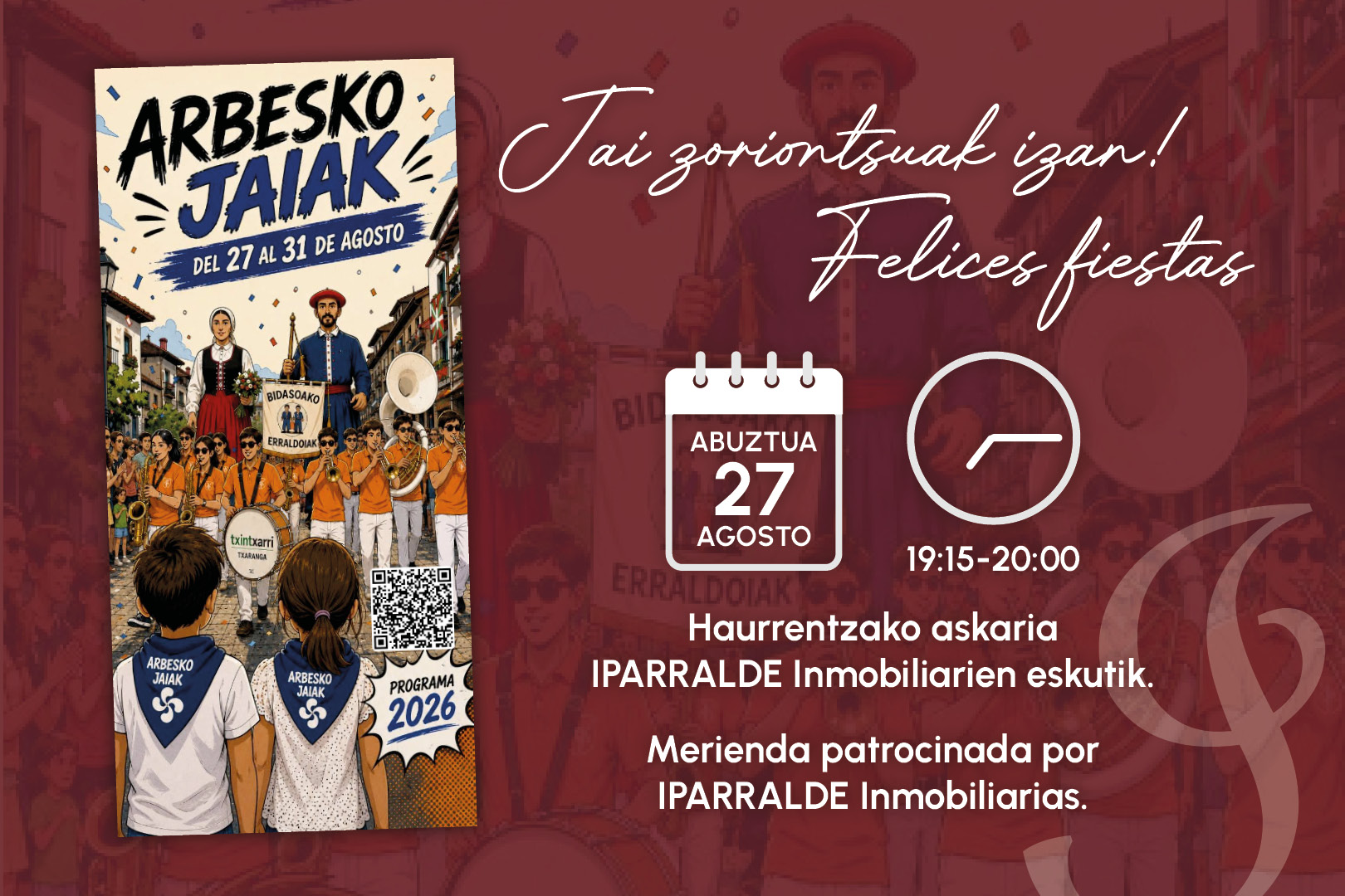 Iparralde Inmobiliarias, con las fiestas de Arbes 2026